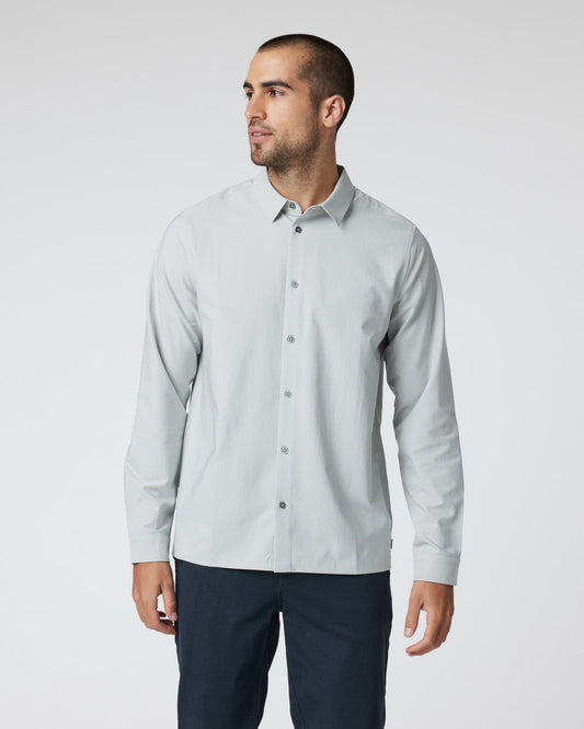 Long Sleeve Manhattan Button Down Sky Grey - Vuori