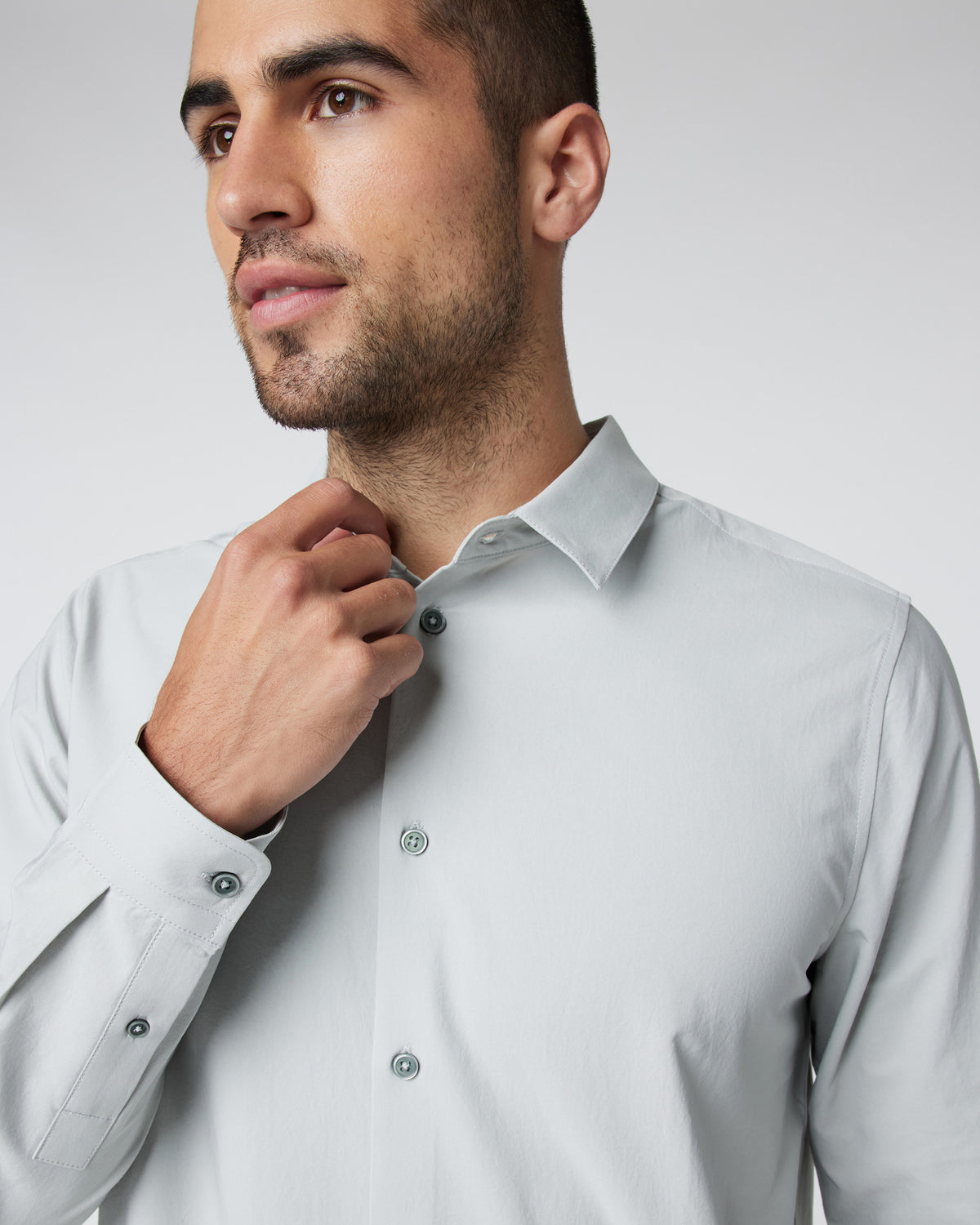Long Sleeve Manhattan Button Down Sky Grey - Vuori