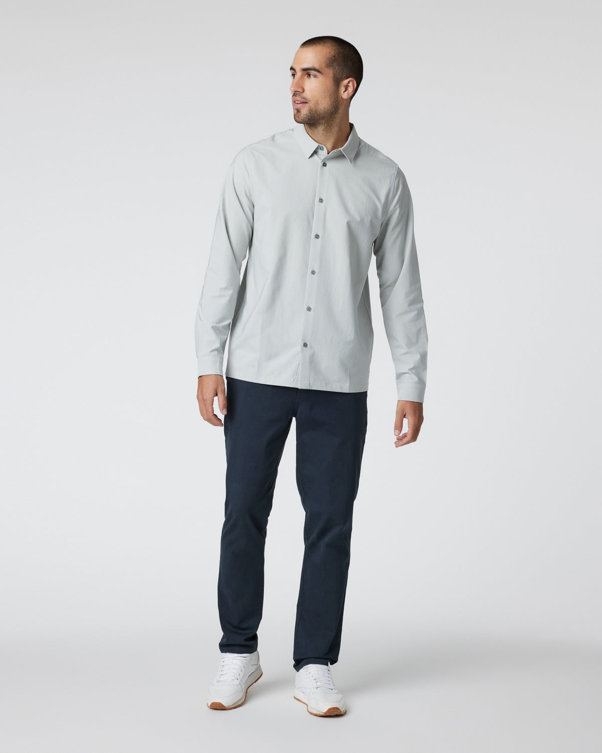 Long Sleeve Manhattan Button Down Sky Grey - Vuori
