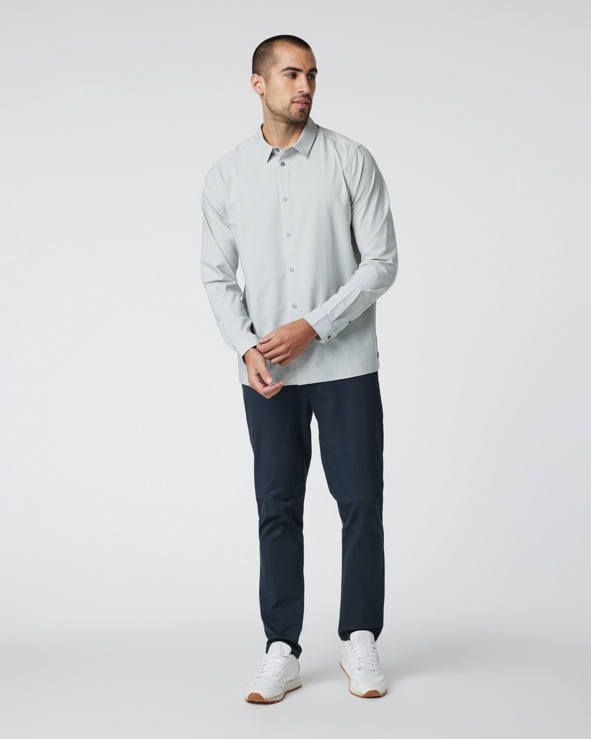 Long Sleeve Manhattan Button Down Sky Grey - Vuori