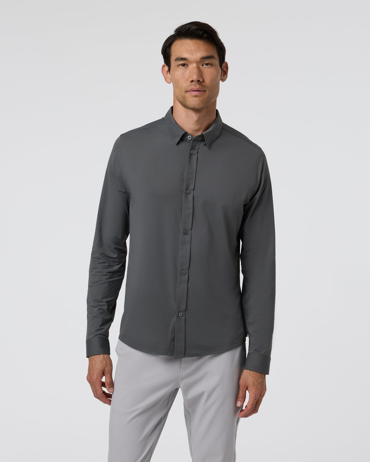 Long Sleeve TravelLite Button Down Dark Pewter - Vuori