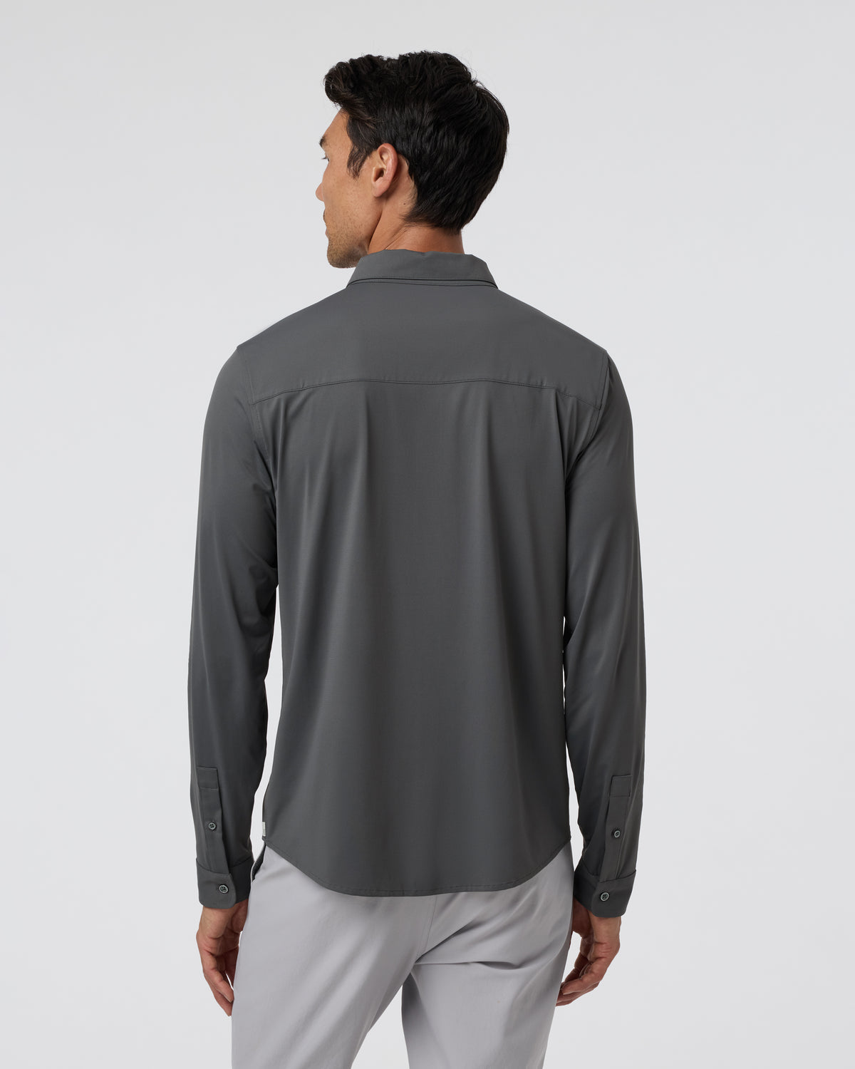Long Sleeve TravelLite Button Down Dark Pewter - Vuori