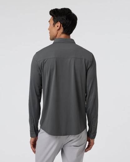 Long Sleeve TravelLite Button Down Dark Pewter - Vuori