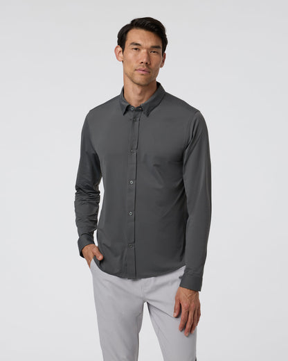 Long Sleeve TravelLite Button Down Dark Pewter - Vuori