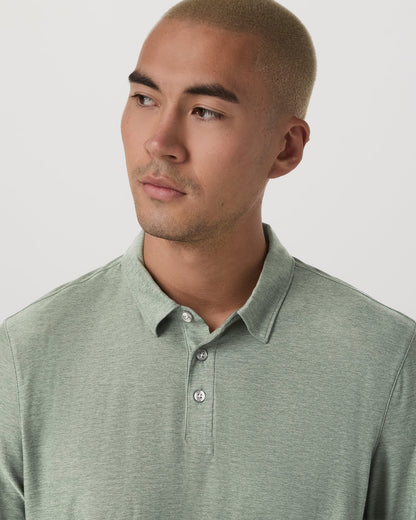 Long Sleeve Strato Tech Polo Men's Thyme Heather Shirt - Vuori
