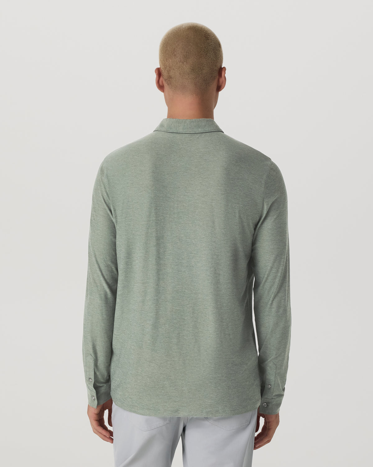Long Sleeve Strato Tech Polo Men's Thyme Heather Shirt - Vuori