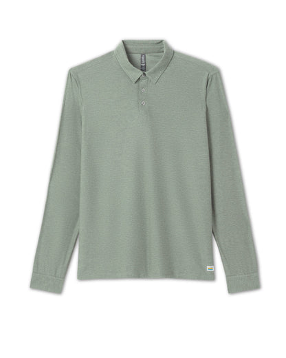 Long Sleeve Strato Tech Polo Men's Thyme Heather Shirt - Vuori