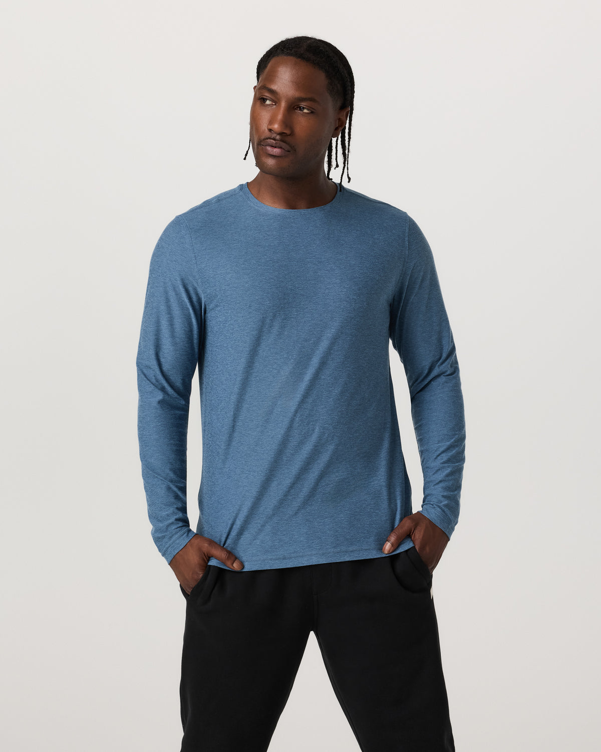 Men's Long Sleeve Strato Tech Tee Pool Blue Heather - Vuori