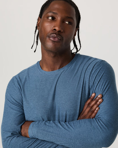 Men's Long Sleeve Strato Tech Tee Pool Blue Heather - Vuori