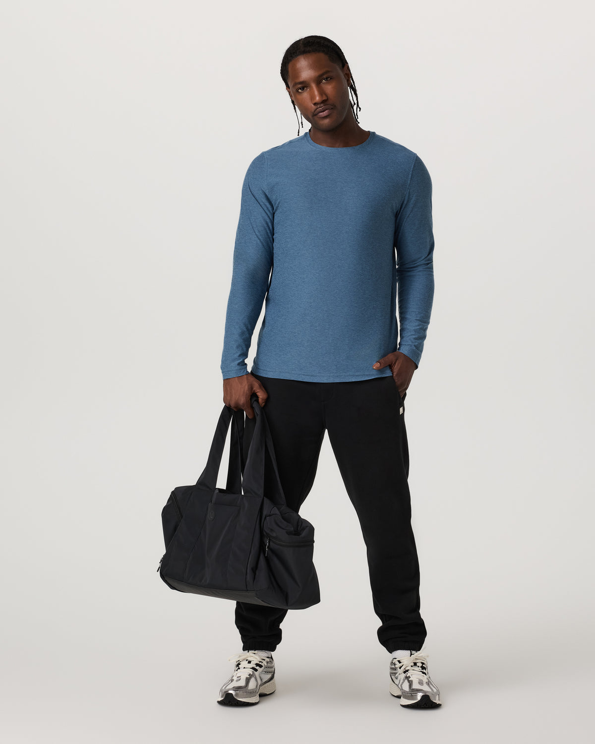 Men's Long Sleeve Strato Tech Tee Pool Blue Heather - Vuori