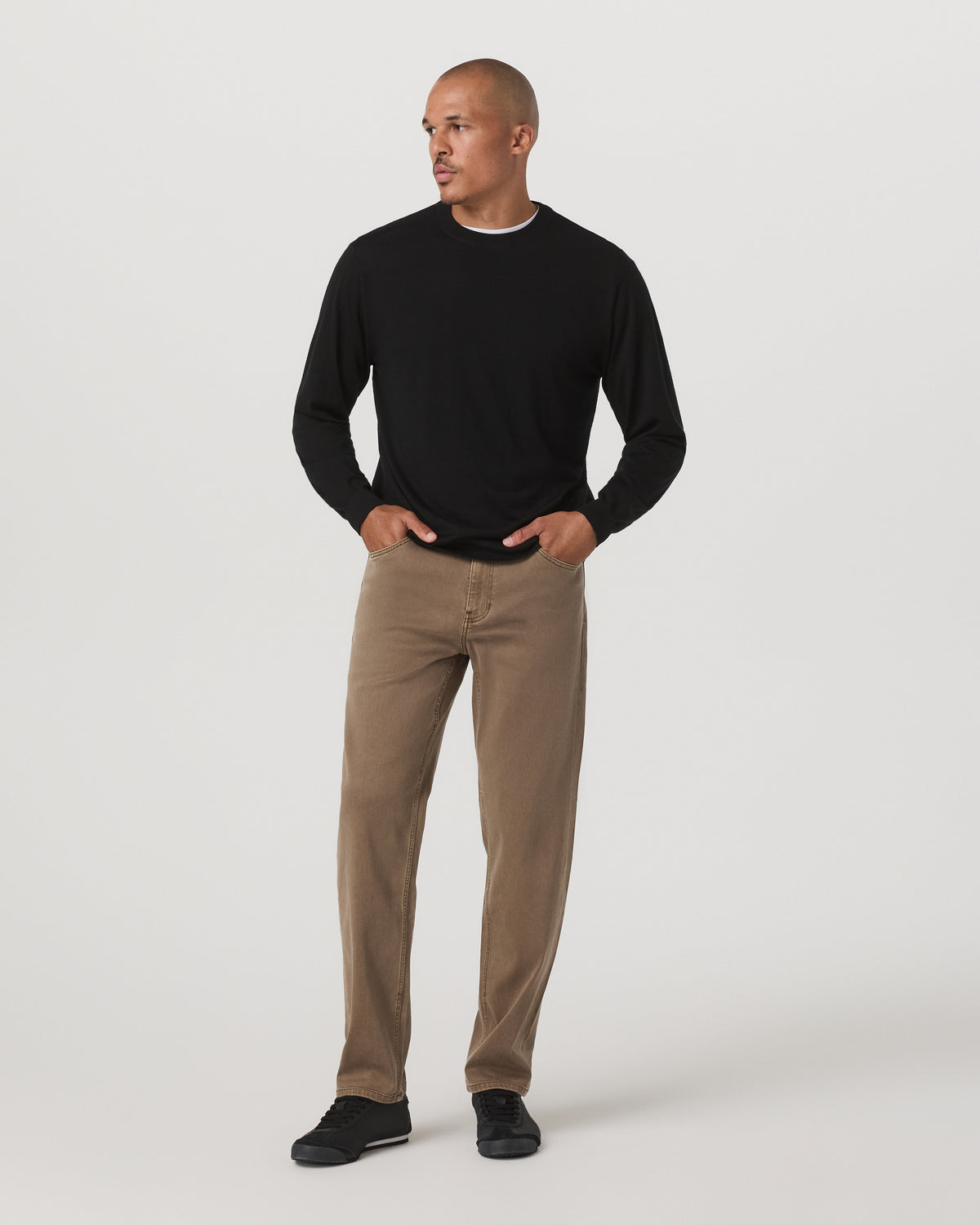 Merino Fine Gauge Wool Sweater Men's Black Sweater - Vuori