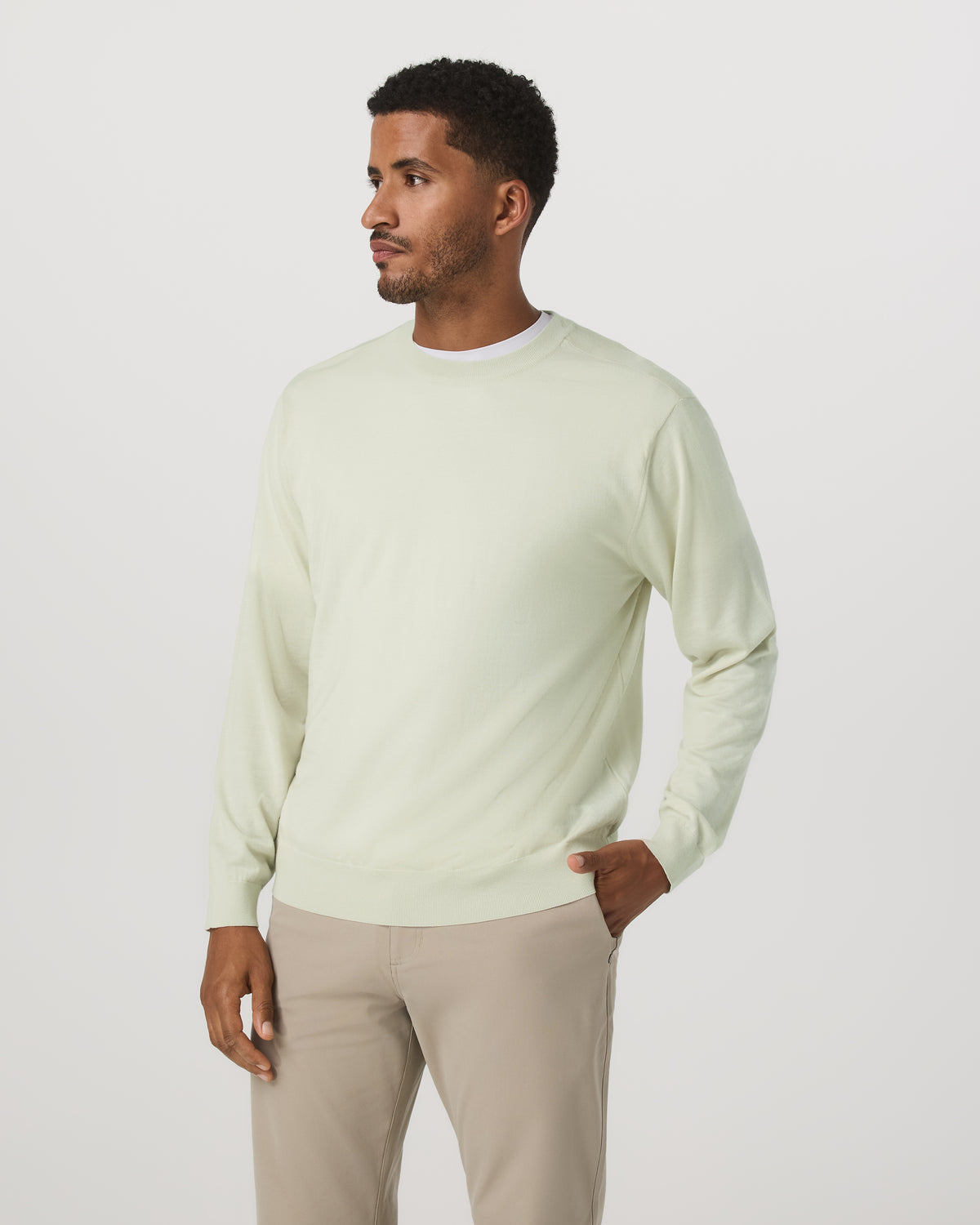 Men's Merino Fine Gauge Wool Sweater Sandalwood - Vuori