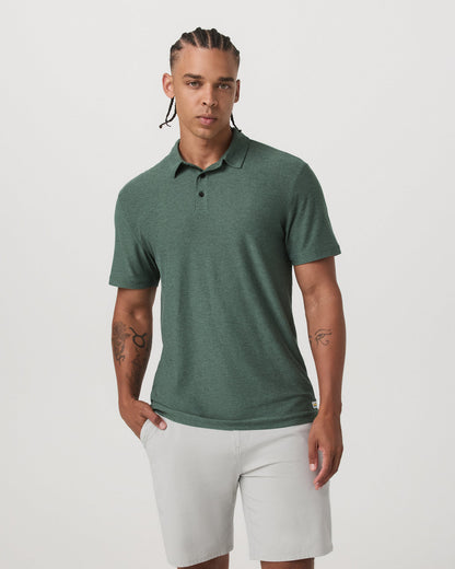 Strato Tech Polo Men's Agate Green Heather Polo Shirt - Vuori