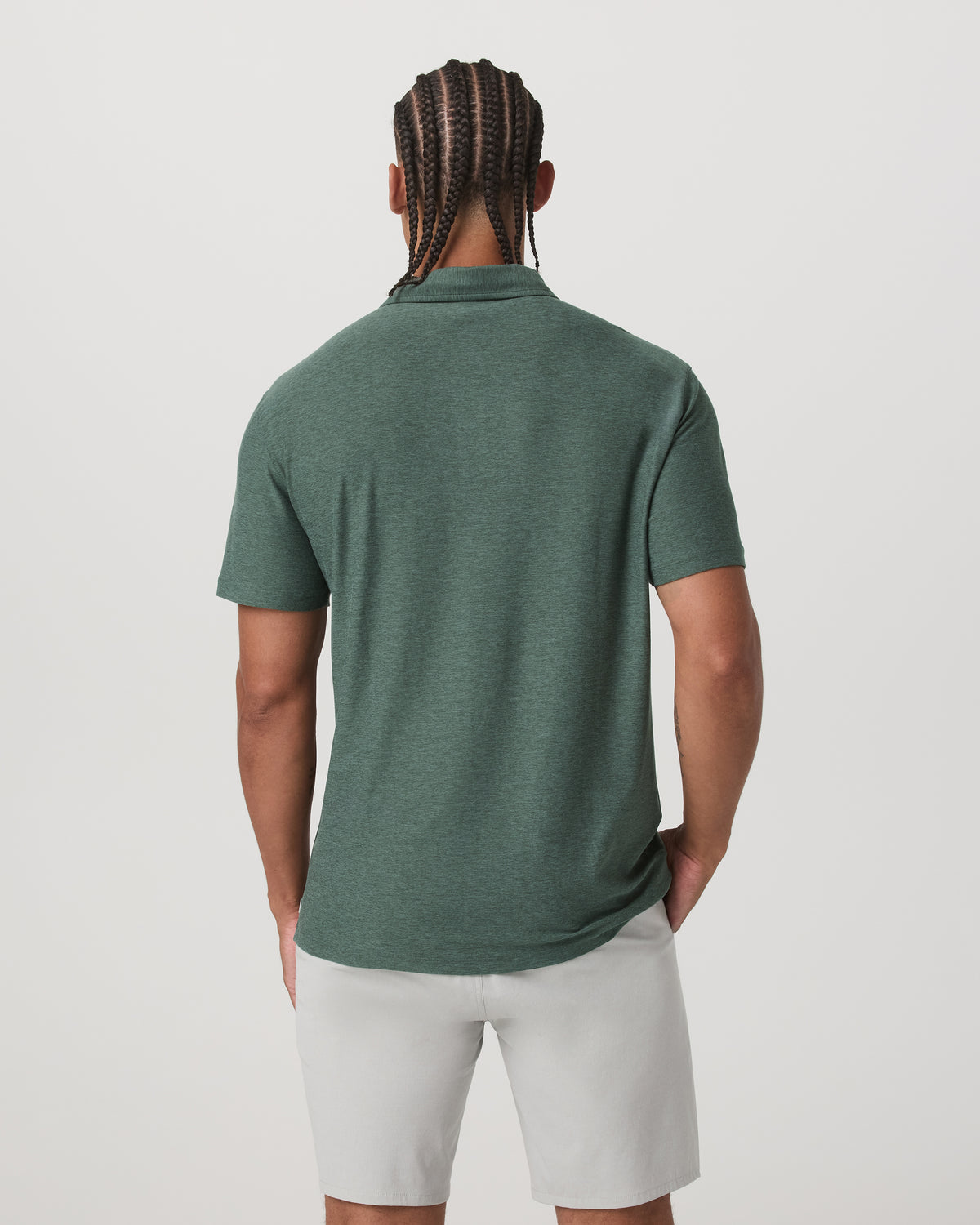 Strato Tech Polo Men's Agate Green Heather Polo Shirt - Vuori