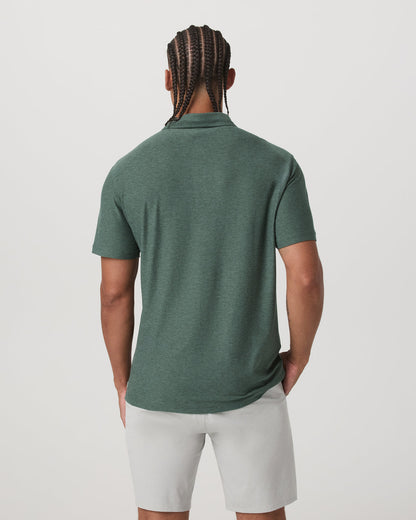 Strato Tech Polo Men's Agate Green Heather Polo Shirt - Vuori