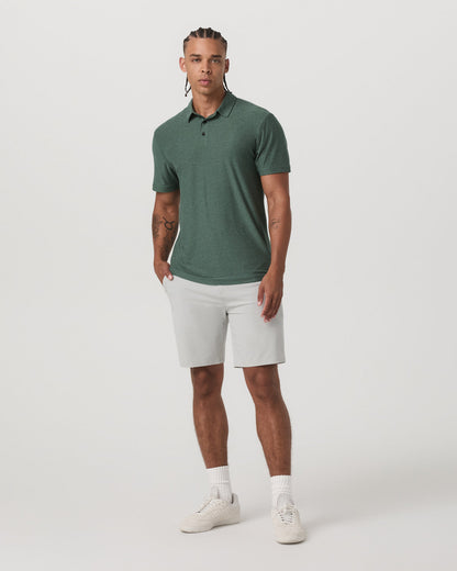 Strato Tech Polo Men's Agate Green Heather Polo Shirt - Vuori