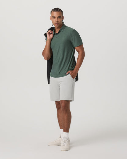 Strato Tech Polo Men's Agate Green Heather Polo Shirt - Vuori
