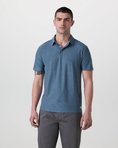 Strato Tech Polo Men's Pool Blue Heather Polo - Vuori