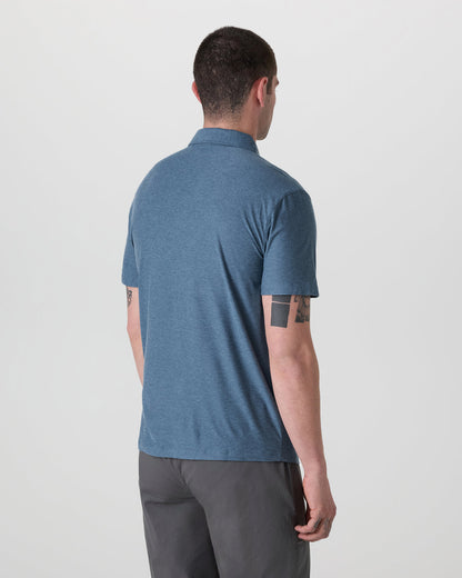 Strato Tech Polo Men's Pool Blue Heather Polo - Vuori