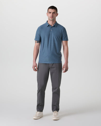 Strato Tech Polo Men's Pool Blue Heather Polo - Vuori