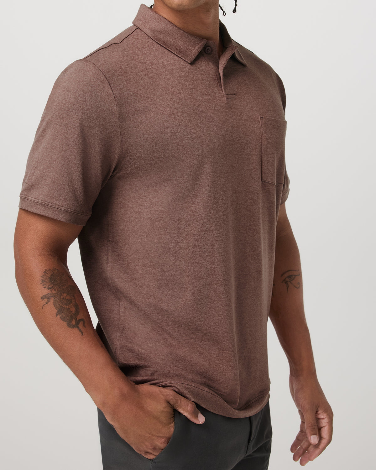 Short Sleeve Ponto Performance Polo Sable Heather - Vuori