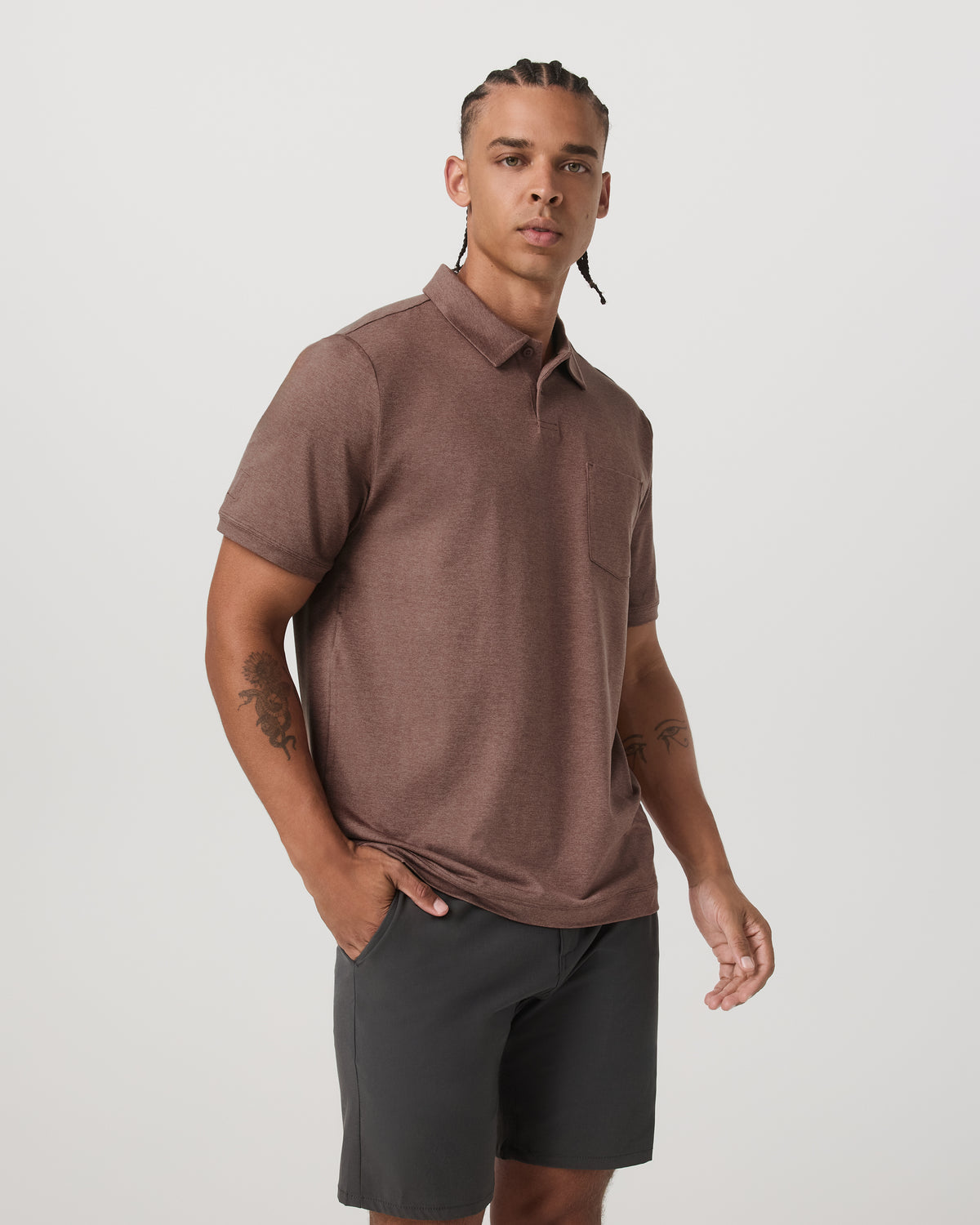 Short Sleeve Ponto Performance Polo Sable Heather - Vuori