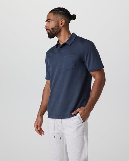 Short Sleeve Ponto Performance Polo Azure Heather - Vuori