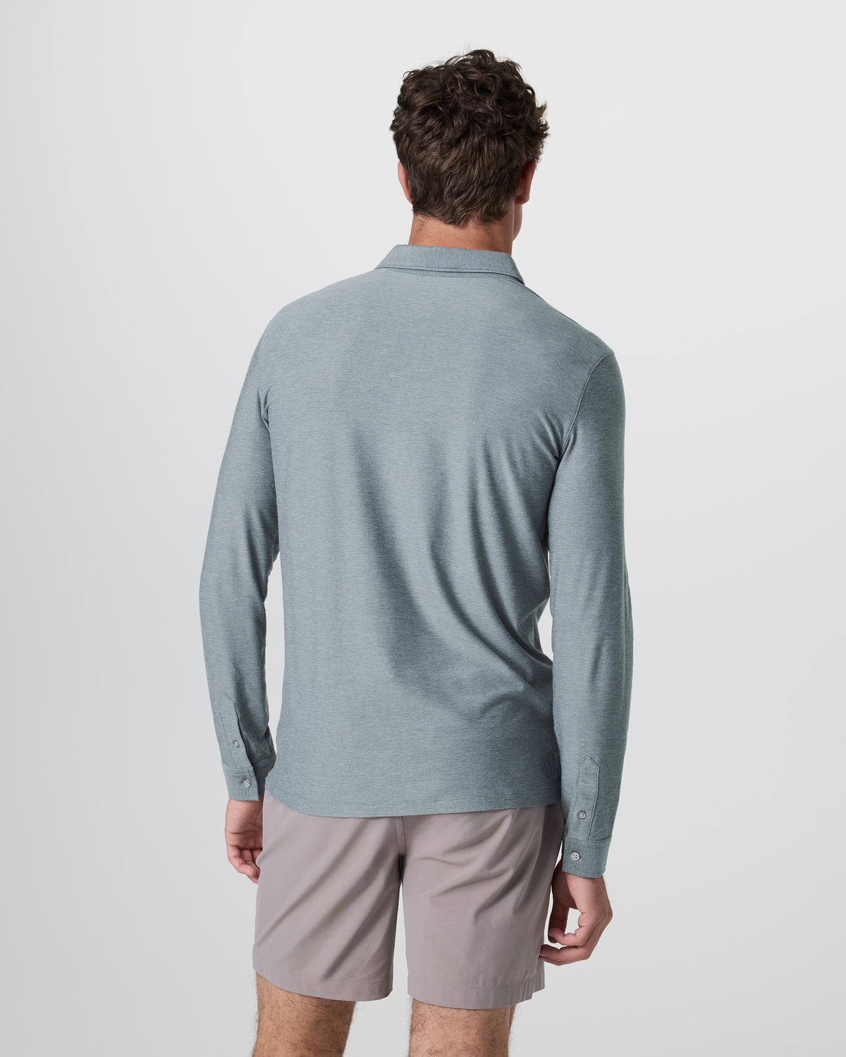 Long Sleeve Strato Tech Polo Dusty Blue Heather - Vuori