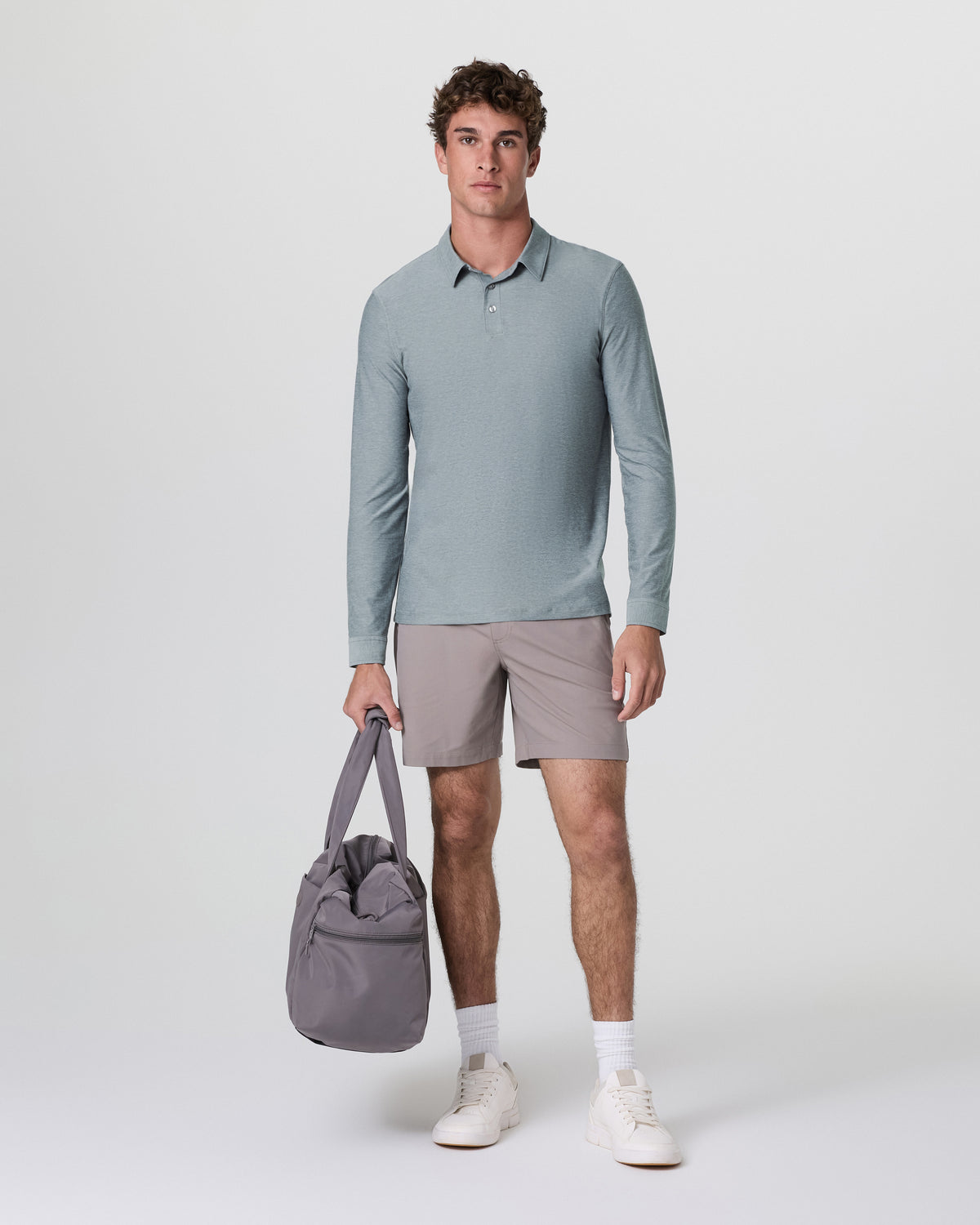 Long Sleeve Strato Tech Polo Dusty Blue Heather - Vuori