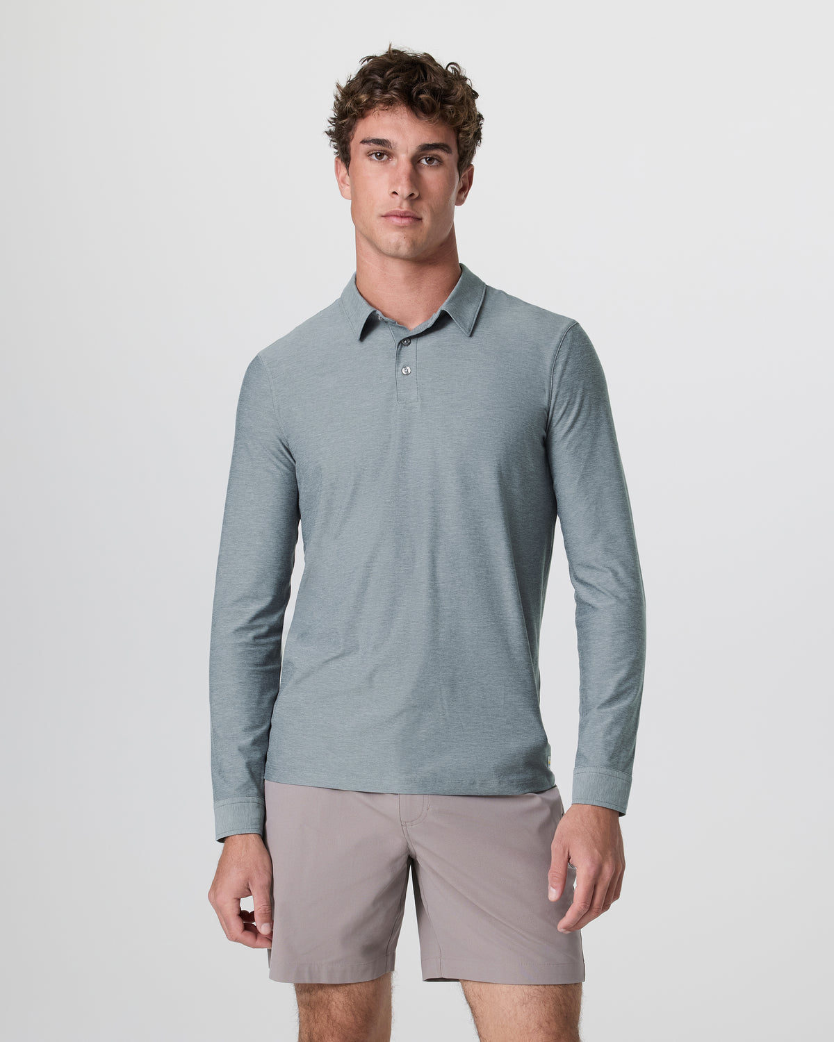 Long Sleeve Strato Tech Polo Dusty Blue Heather - Vuori