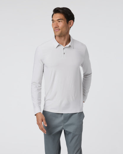 Long Sleeve Strato Tech Polo Frost Grey Heather - Vuori