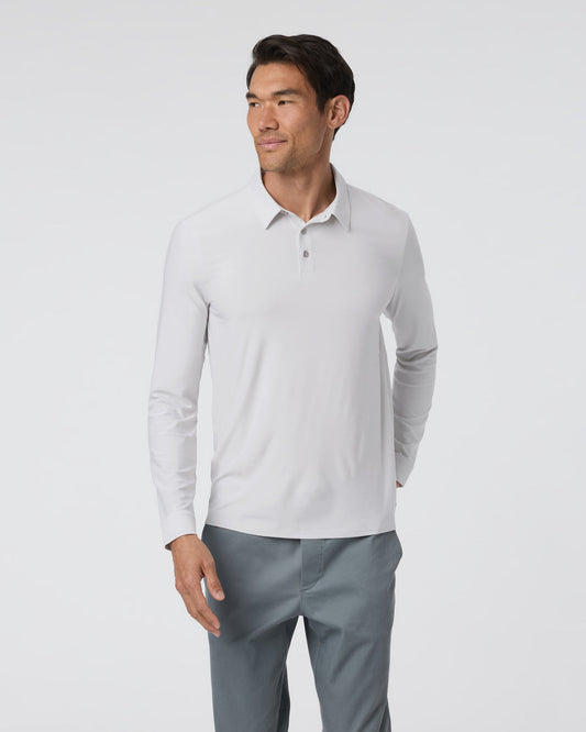 Long Sleeve Strato Tech Polo Frost Grey Heather - Vuori