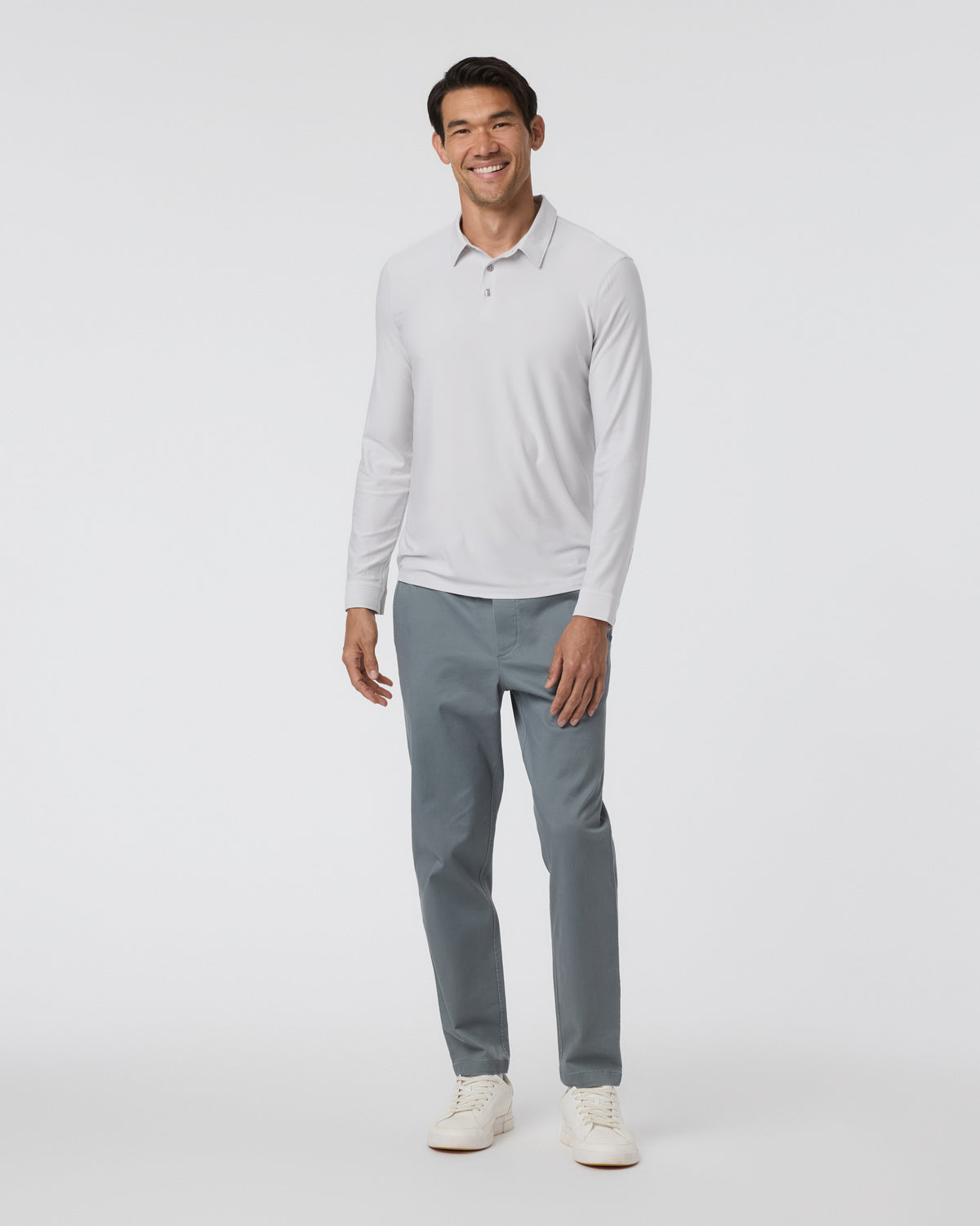 Long Sleeve Strato Tech Polo Frost Grey Heather - Vuori