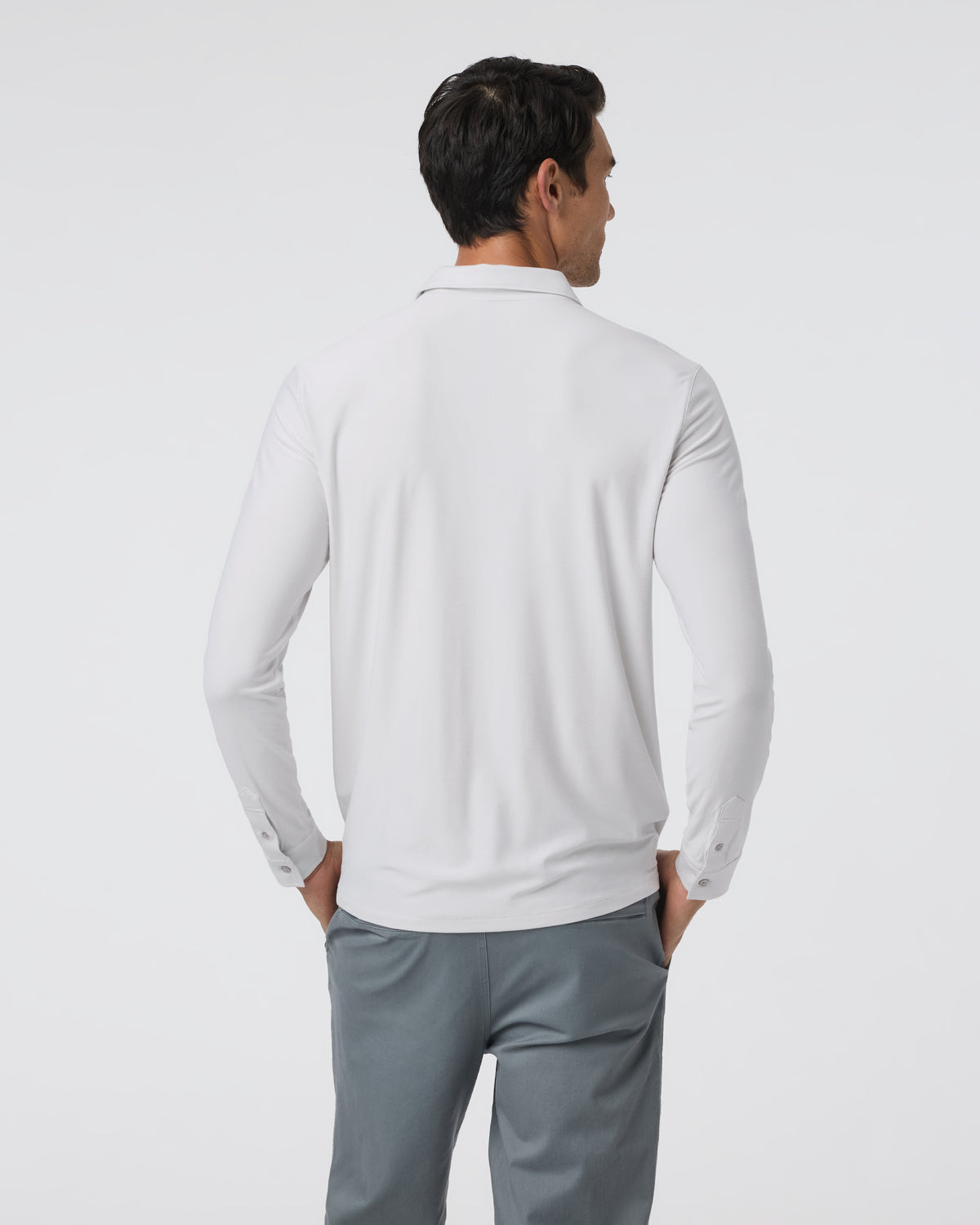 Long Sleeve Strato Tech Polo Frost Grey Heather - Vuori