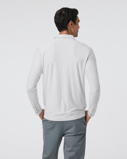 Long Sleeve Strato Tech Polo Frost Grey Heather - Vuori