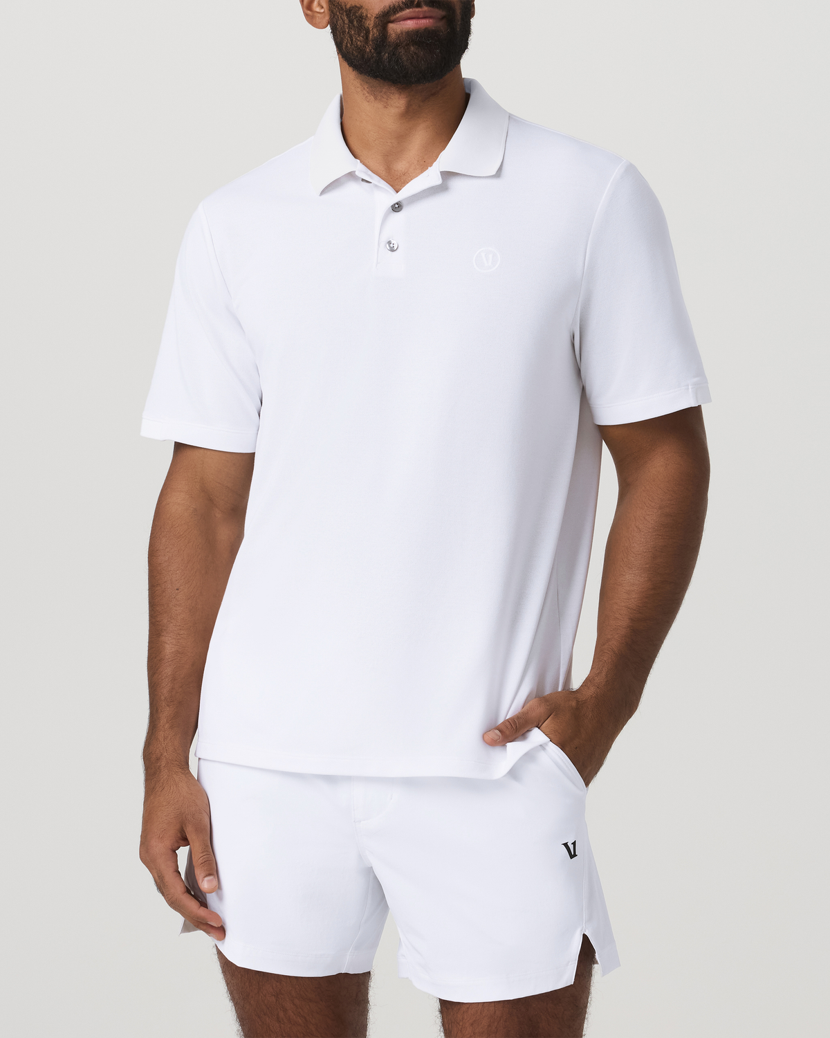Men's Short Sleeve Gamepoint Polo 2.0 White - Non Tipped - Vuori