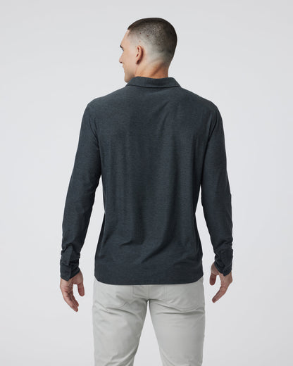 Long Sleeve Strato Tech Polo Charcoal Heather - Vuori