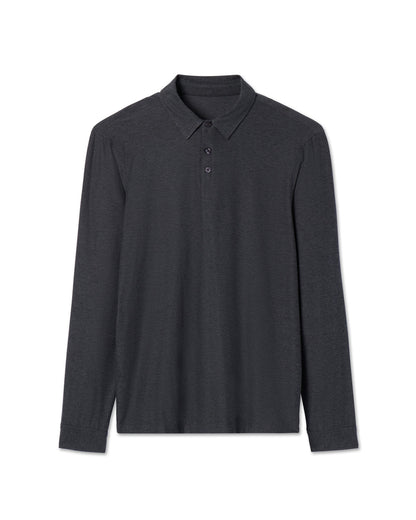 Long Sleeve Strato Tech Polo Charcoal Heather - Vuori