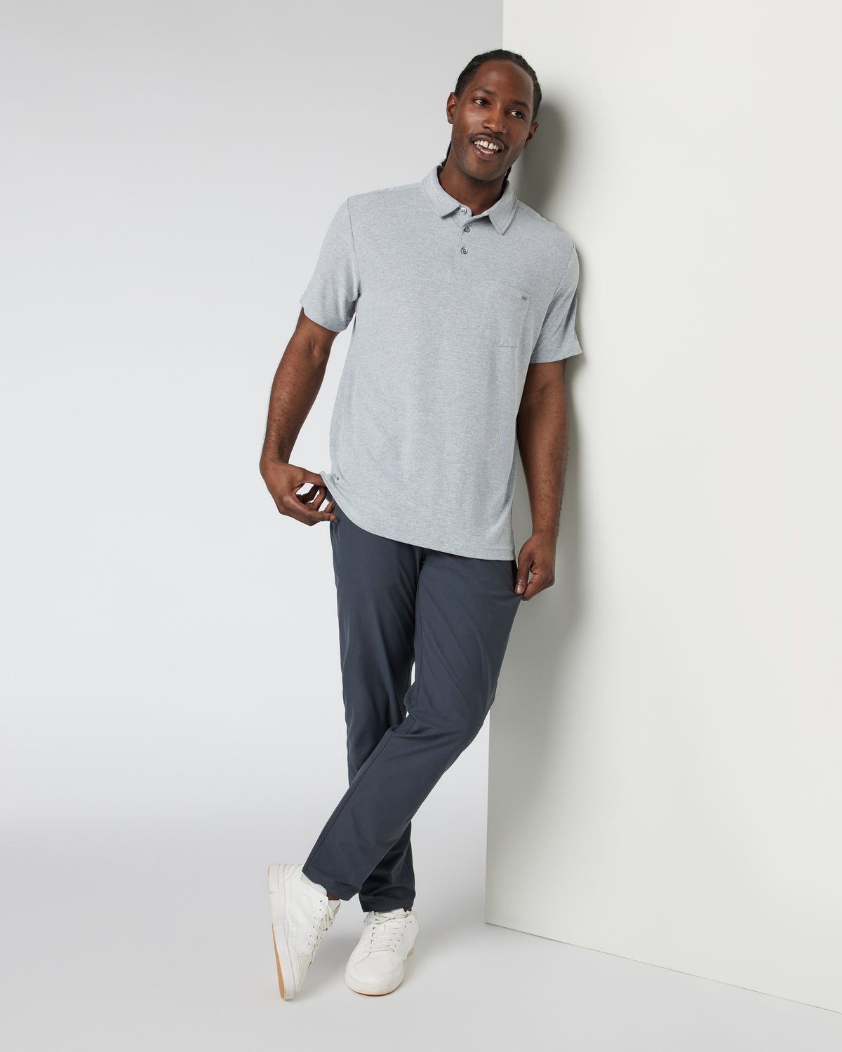 Ace Polo Men's Light Grey Polo - Vuori