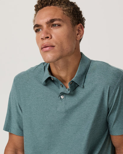 Strato Tech Polo Men's Bluegrass Heather Polo Shirt - Vuori