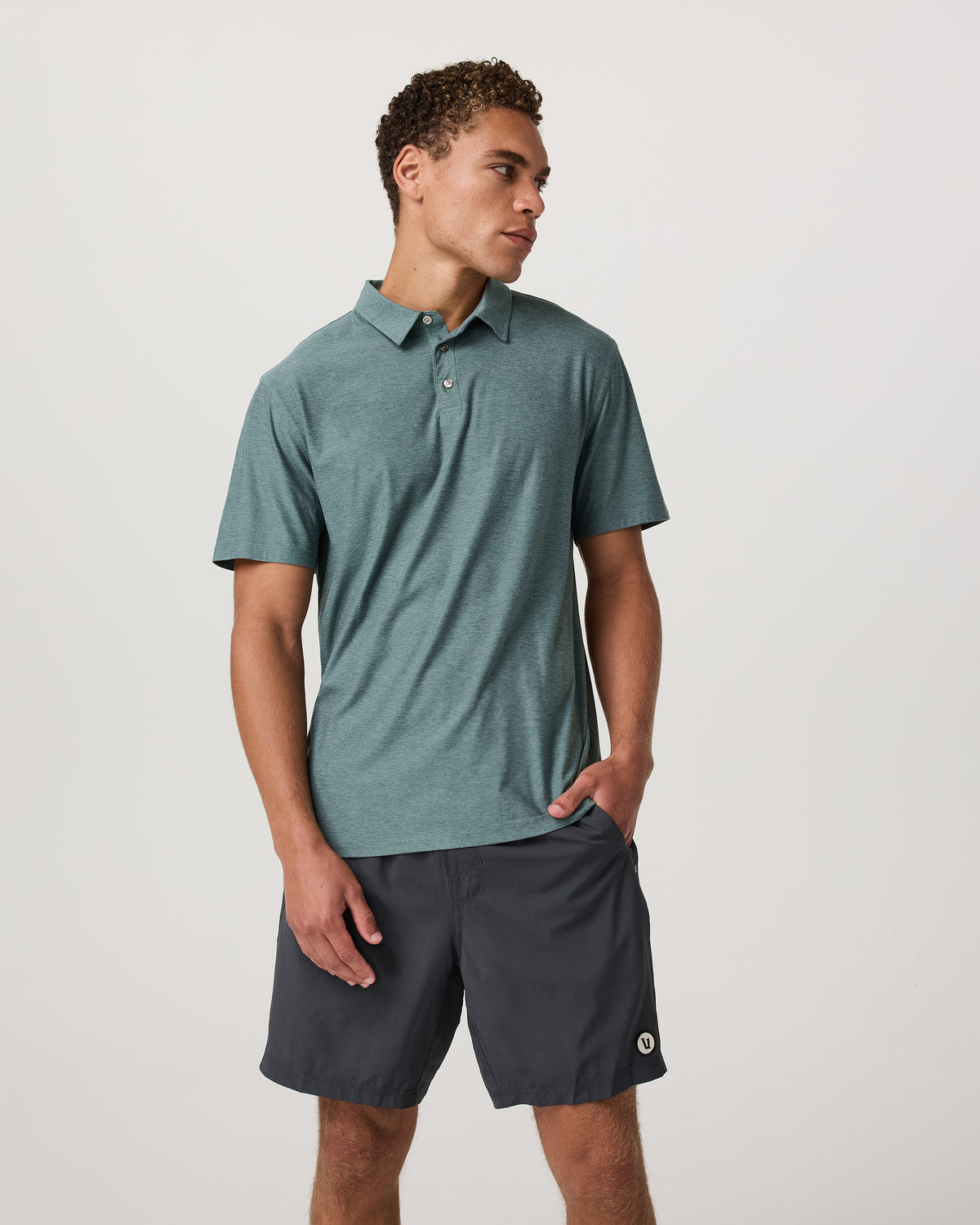 Strato Tech Polo Men's Bluegrass Heather Polo Shirt - Vuori