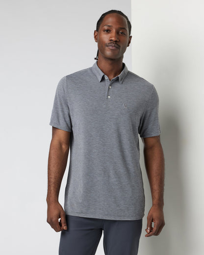 Knit Twill Polo Men's Heather Grey Golf Polo - Vuori