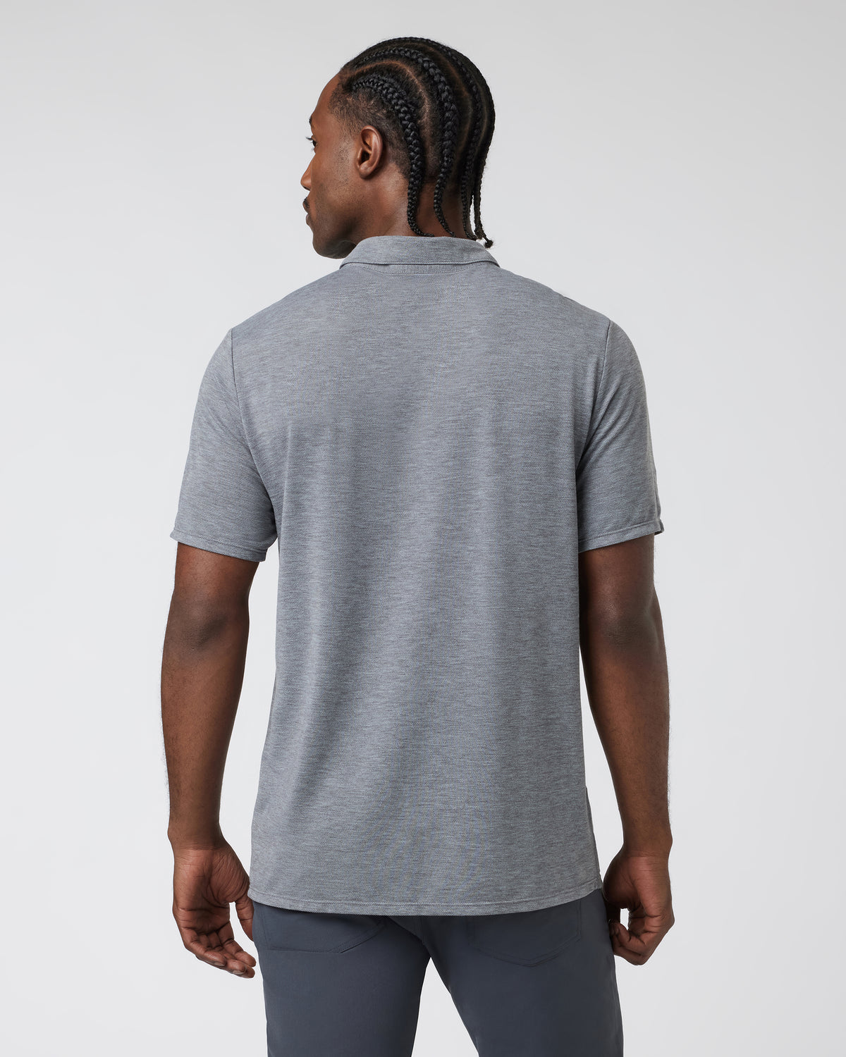 Knit Twill Polo Men's Heather Grey Golf Polo - Vuori