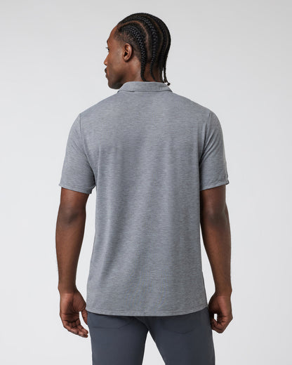 Knit Twill Polo Men's Heather Grey Golf Polo - Vuori