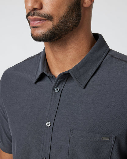 Short Sleeve Ace Button Down Men's Charcoal Shirt - Vuori