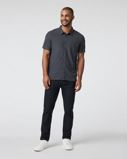 Short Sleeve Ace Button Down Men's Charcoal Shirt - Vuori