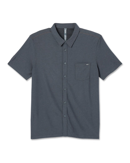 Short Sleeve Ace Button Down Men's Charcoal Shirt - Vuori