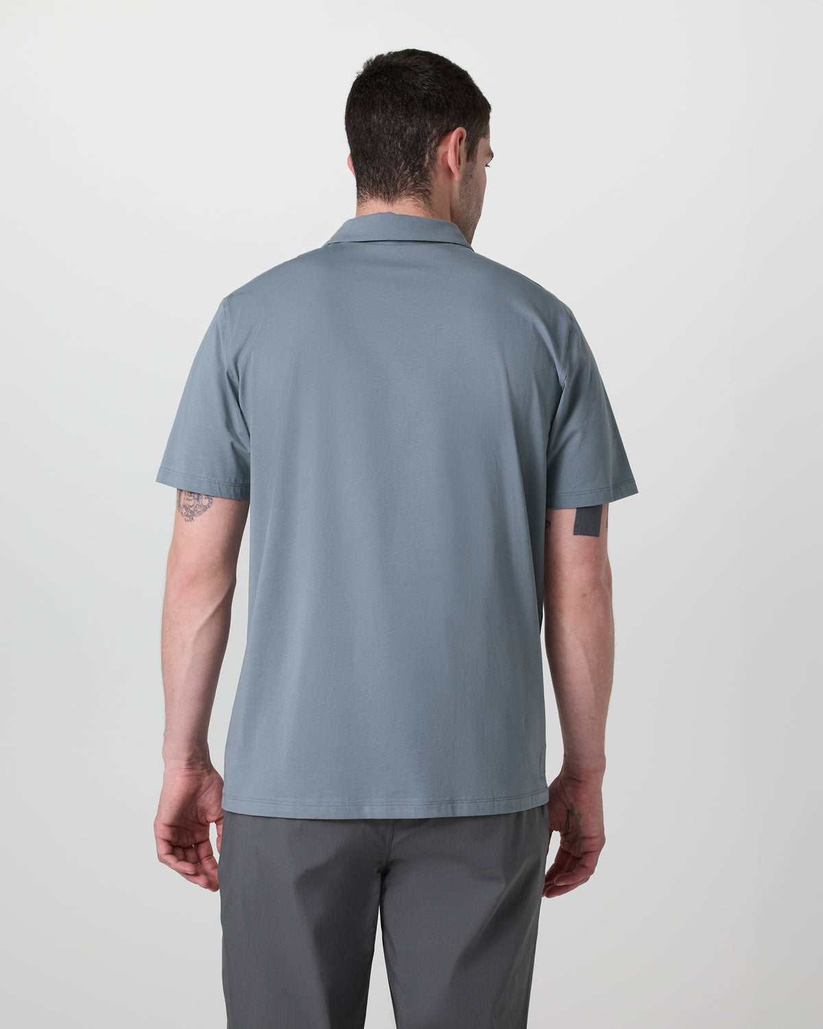 Short Sleeve Feather Polo Dusty Blue - Vuori