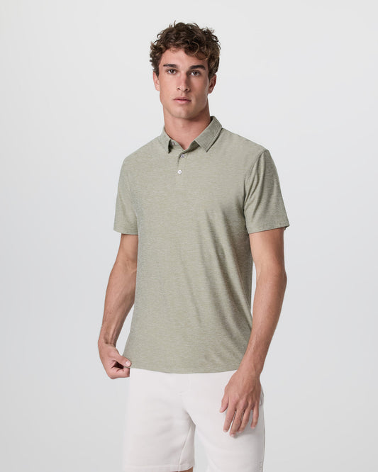 Strato Tech Polo Men's Agave Green Heather Polo - Vuori