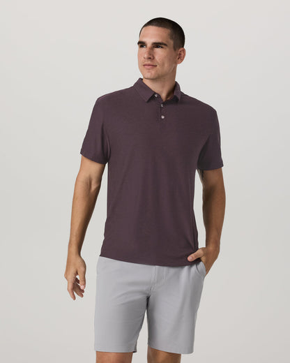 Strato Tech Polo Men's Raisin Heather Performance Shirt - Vuori